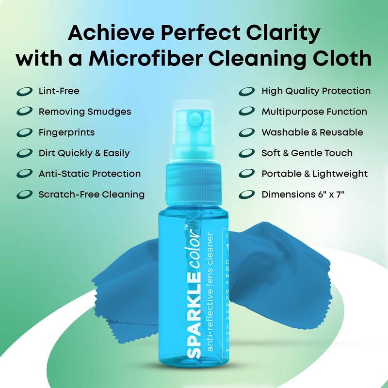 OPTIPAK Sparkle Anti-Reflective Safe Lens Cleaner Spray Kit - (2) 1oz Glasses Cleaner Bottle & (2) Microfiber Cloth for Eyeglasses, Sunglasses, Lenses, Screens and Camera Cleaning Kit (4 Piece Set) - Image 4